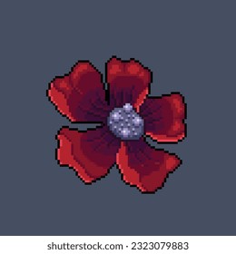 red flower in pixel art style