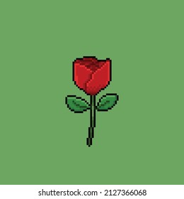 rote Blume im Pixelstil