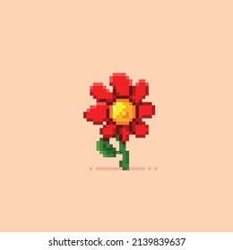 flor roja en forma de píxel