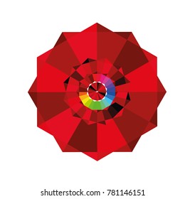 Red flower realistic vector illustration isolated