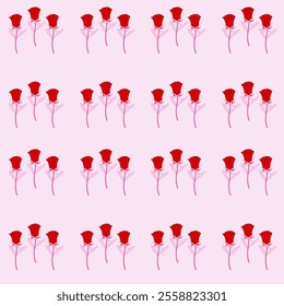 Red Flower Rose pattern seamless on pink background