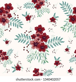 red flower seamless pattern