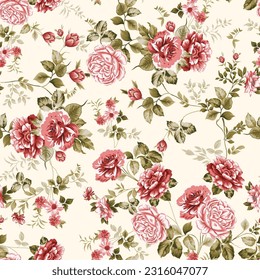 Red flower seamless pattern on background