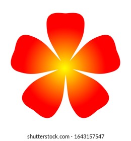 red flower single isolated on white background, petals flower red for clip art, illustration flower for kids, simple flower for card decoration graphic