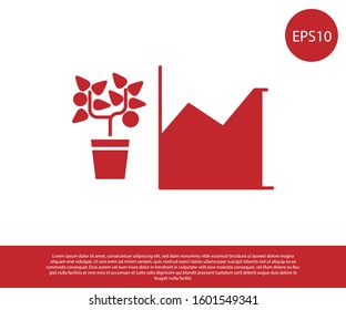 Red Flower statistics icon isolated on white background.  Vector Illustration