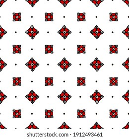  Patrón sin fisuras del tatuaje de la vieja escuela al estilo de las flores rojas. Ilustración vectorial en estilo doodle. Diseño para textiles, papel, envolturas