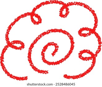 Red flower symbol drawn in crayon