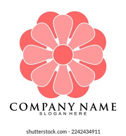 Red flower symbol vector logo