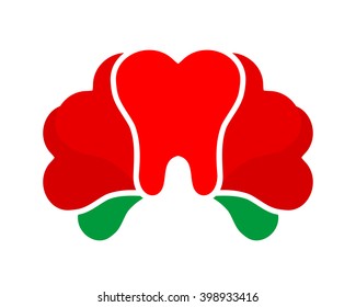 red flower tooth teeth dent dental dentist image icon