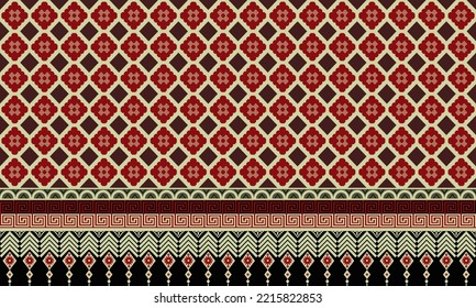 Flor roja tradicional Patrón étnico Ikat Patrón Seamless para tela de tela cortinas de alfombras alfombras Sarong Aztec indonesio indio mexicano marroquí