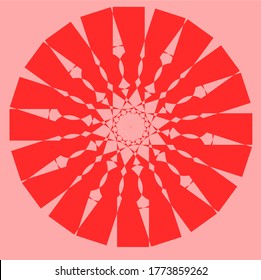 
red flower with twenty petals.Decorative round floral mandala. Floral designs for Business card, greeting card, wedding invitation, Gift voucher,background pattern,fashion design.vector illustration