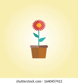 Red Flower with vash flat icon, plant & nature, chamomile sign
