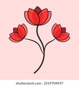 Projeto do vetor da flor vermelha no fundo rosa