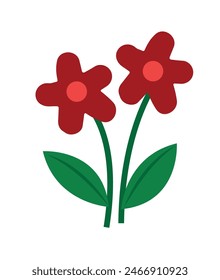 Dibujo a mano de Ilustración vectorial de flores rojas 