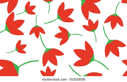 Red flower vector  seamless pattern