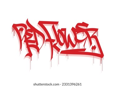 RED FLOWER word graffiti tag style