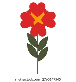 Red Flower with Yellow Center