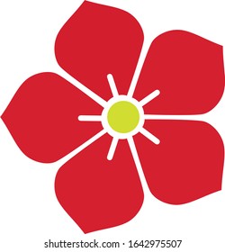 Red Flower with Yellow Middle