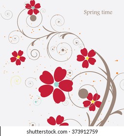red flowers ,abstract composition