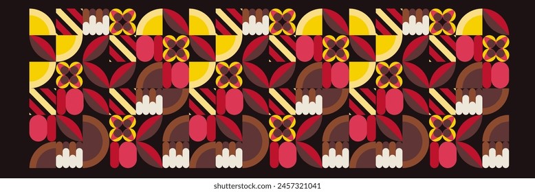Red Flowers Abstract Pattern, seamless pattern, flower shape, decoration and contemporary.