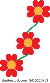 Red flowers blooming in spring and summer on white background. (seasonal, park, garden, plant, floral, blooming in spring, summer, outdoors)