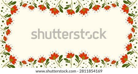 Red Flowers Border Frame Blank Business Card
