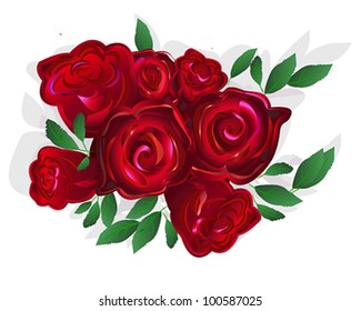 Red flowers bouquet isolated on white background.