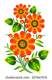 Red flowers decorative folk element vector EPS 10