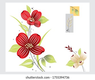 Red flowers for design of cards