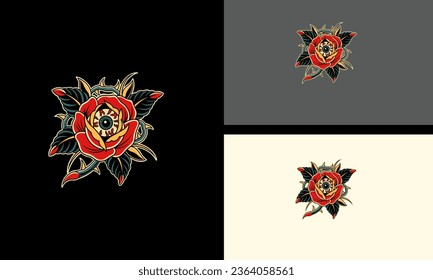 red flowers and eyes vector mascot design