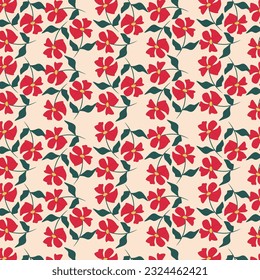 Red flowers flat simple seamless pattern