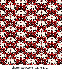 Рattern with red flowers in folk style