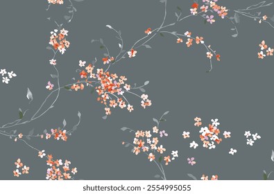 Red flowers with gray background vector art 