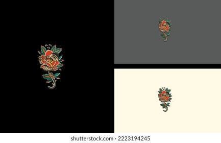 red flowers monster vector illustration artwork design