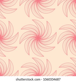 Red flowers on beige background. Ornamental seamless pattern for textile and wallpapers