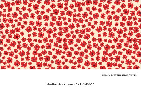 red flowers on the beige background pattern print