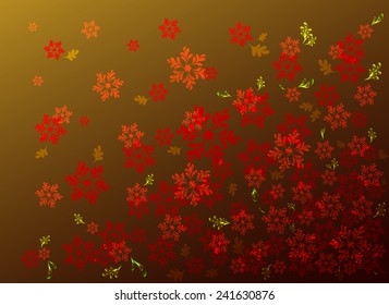 Red flowers on a Golden base. EPS10 vector illustration.