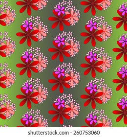 red flowers on a green background