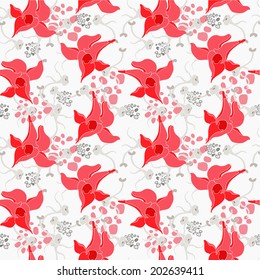 Red flowers on white background