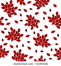 Red flowers on a white background with petals
