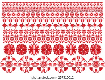 red flowers ornament on a white background