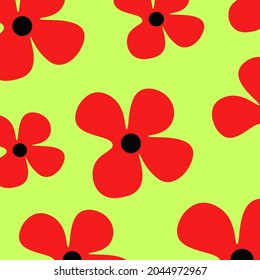 Red flowers patter. Vector illustration 