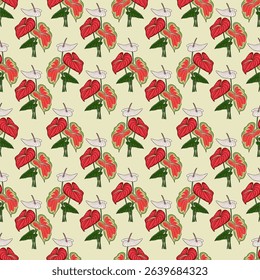 Red flowers pattern on a light background
