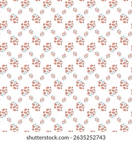 Red Flowers Pattern Seamlessly Spread on a White Background