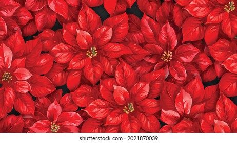 Red Flowers Repeat Pattern Design for Print. Beautiful Roses Textile Colorful Spring Vector Illustration