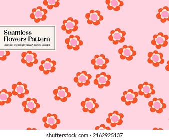 Flores rojas Patrón hippie sin mar	