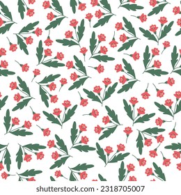 red flowers seamless pattern background