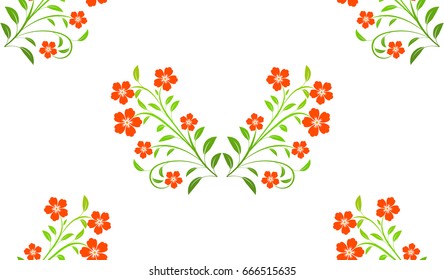 Red flowers seamless pattern on white background