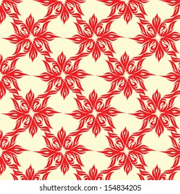 Red flowers seamless pattern. You can change the background color.