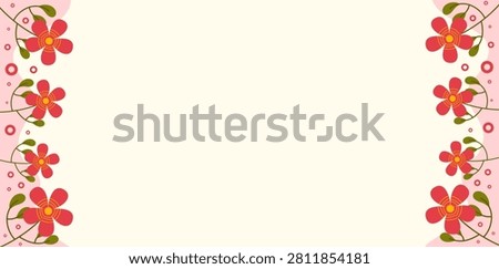Red Flowers Side Border Blank Business Card Design